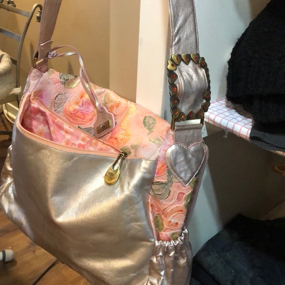 Bridget Shuster Large Leather Flowered Diaper Bag - Picture 8 of 8